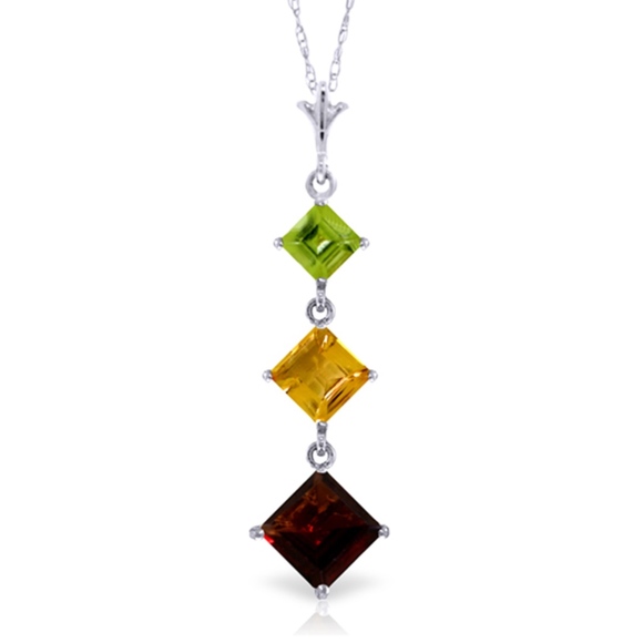 Galaxy Gold Products Jewelry - 14K. GOLD NECKLACE WITH PERIDOT, CITRINE & GARNET